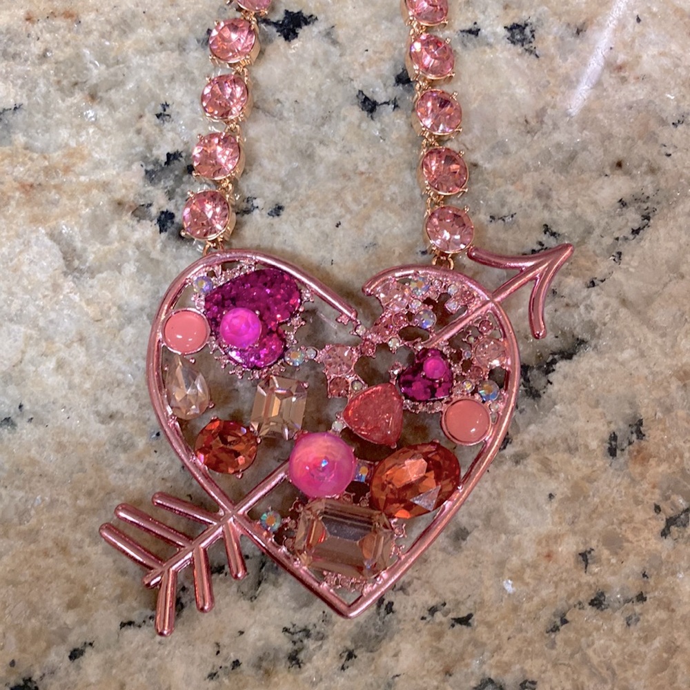 Giant pink Betsey Johnson heart necklace